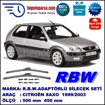 CITROEN Saxo [S8] 10.1999-09.2003, 500 / 450 mm.  RBW  ADAPTÖRLÜ MUZ SİLECEK SETİ