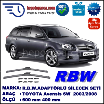 TOYOTA Avensis Wagon [T25] 01.2003-11.2008, 600 / 400 mm.  RBW  ADAPTÖRLÜ MUZ SİLECEK SETİ