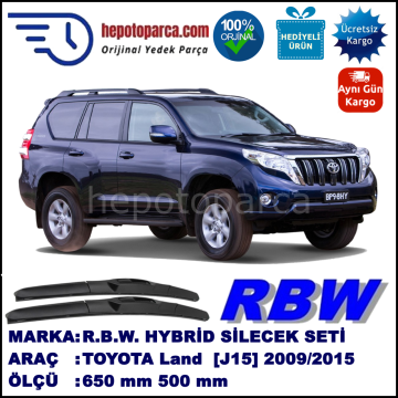 TOYOTA Land Cruiser [J15] 08.09-... 650 / 500 mm. RBW Hybrid Silecek Seti. U Kanca Uyumlu Hibrit