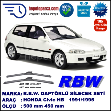 HONDA Civic Hatchback [EG/EH] 10.1991-09.1995, 500 / 450 mm.  RBW  ADAPTÖRLÜ MUZ SİLECEK SETİ