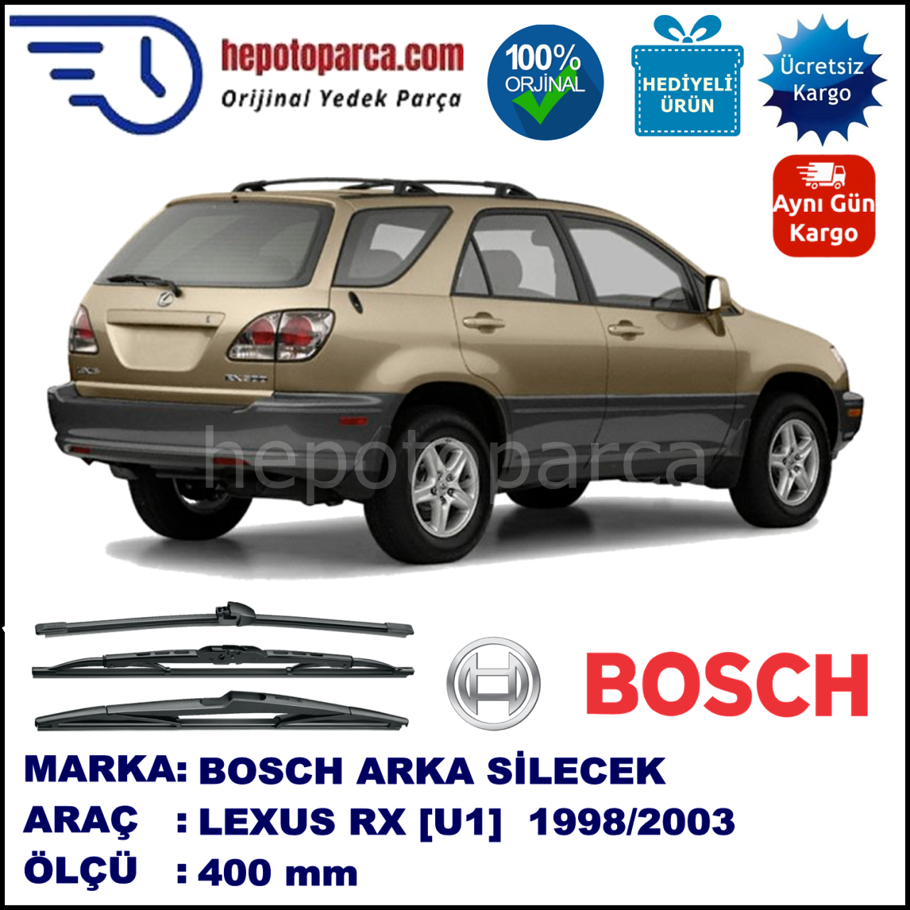 LEXUS RX [U1] 400 mm 01.1998-02.2003 BOSCH Arka Silecek