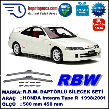 HONDA Integra Type R [DC] 01.1998-10.2001, 500 / 450 mm.  RBW  ADAPTÖRLÜ MUZ SİLECEK SETİ