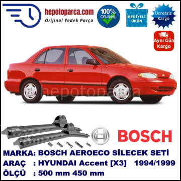 HYUNDAI Accent [X3] 07.1994-07.1999, 500 / 450 mm. BOSCH AEROECO Aparatlı Muz Silecek