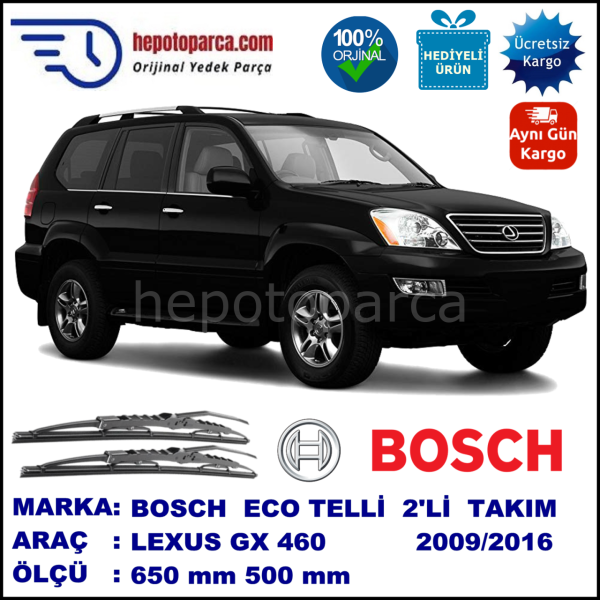 LEXUS GX 460 [J1] 11.09-... 650 / 500 mm. BOSCH ECO Telli Silecek 2'li Takım