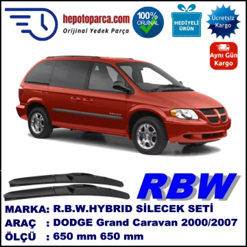 DODGE Caravan [RS] 09.00-08.07 650 / 650 mm. RBW Hybrid Silecek Seti. U Kanca Uyumlu Hibrit