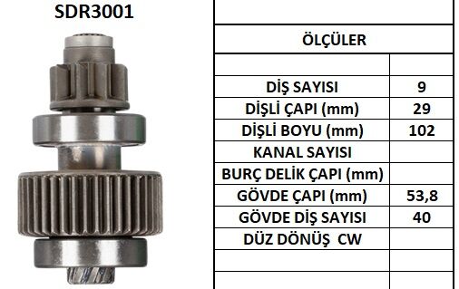 SDR3001  MARS DISLISI-9DIS  TOYOTA CARINA,CEL IA,COROLLA,HILUX - JCB EXCAVATOR - DAIHATSU