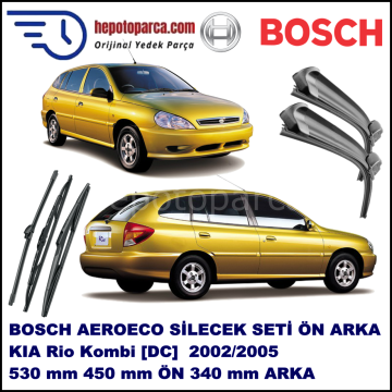 KIA Rio Kombi [DC] 09,2002-02,2005 Bosch Aeroeco Ön ve Arka Silecek Takımı