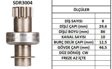 SDR3004  MARS DISLISI-9DIS  DAIHATSU-HONDA AC CORD-TOYOTACARINA,CELICA,COROLLA,CORONA,CROWN,SPRINTER
