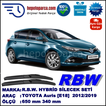 TOYOTA Auris [E18] 10.12-... 650 / 340 mm. RBW Hybrid Silecek Seti. U Kanca Uyumlu Hibrit