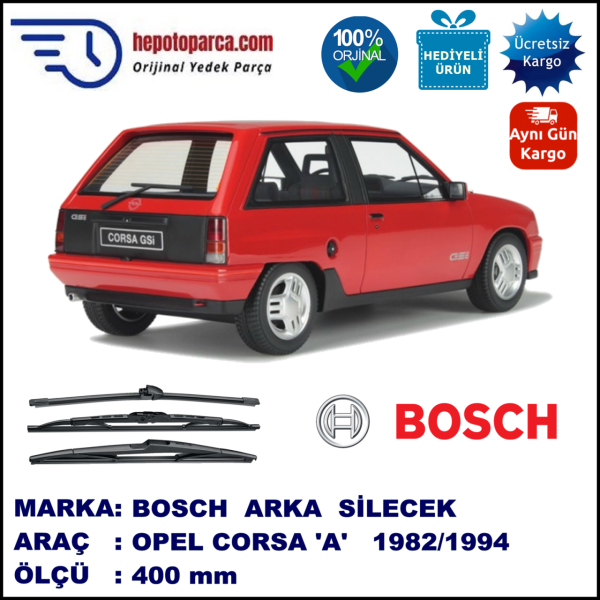 OPEL Corsa [A] 400 mm 09.1982-08.1994 BOSCH Arka Silecek