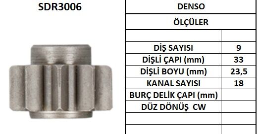 SDR3006  MARS DISLISI-9DIS ISUZU KB 18,20,21, TROOPER TD,JEEPRENEGADE