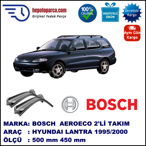 HYUNDAI Lantra Kombi [J2] 05.1995-09.2000, 500 / 450 mm. BOSCH AEROECO Aparatlı Muz Silecek