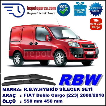 FIAT Doblo Cargo [223..] 07.00-12.10 550 / 450 mm. RBW Hybrid Silecek Seti. U Kanca Uyumlu Hibrit