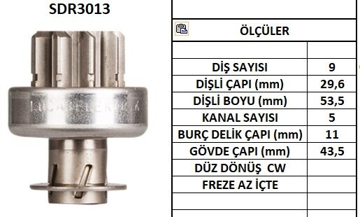 SDR3013  MARS DISLISI-9DIS TOYOTA,ISUZU-IMPUL SE