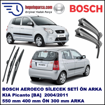 KIA Picanto [BA] 05,2004-01,2011 Bosch Aeroeco Ön ve Arka Silecek Takımı