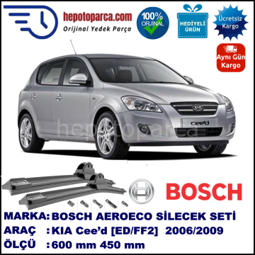 KIA Cee’d CEED [ED/FF2] 11.2006-06.2009, 600 / 450 mm. BOSCH AEROECO Aparatlı Muz Silecek