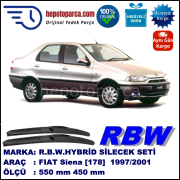 FIAT Siena [178..] 04.97-12.01 550 / 450 mm. RBW Hybrid Silecek Seti. U Kanca Uyumlu Hibrit