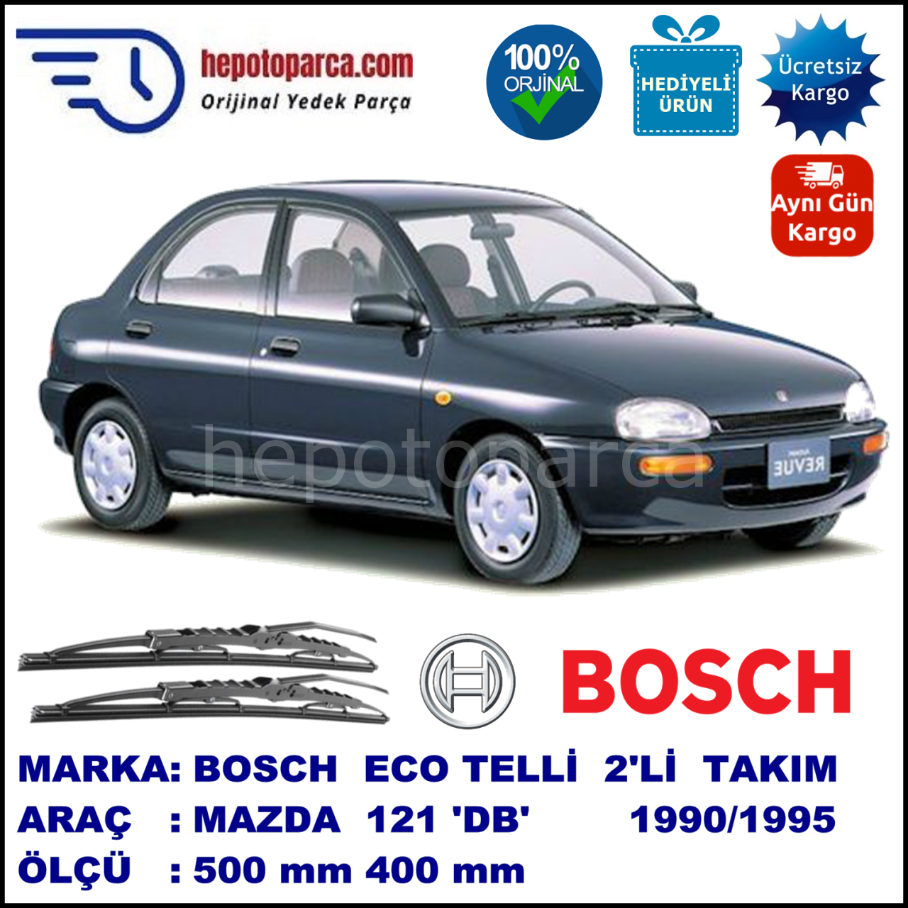 MAZDA 323 [BF] 08.85-06.94 450 / 450 mm. BOSCH ECO Telli Silecek 2'li Takım