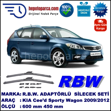 KIA Cee’d Sporty Wagon [ED/FF2] 07.2009-12.2012, 600 / 450 mm.  RBW  ADAPTÖRLÜ MUZ SİLECEK SETİ