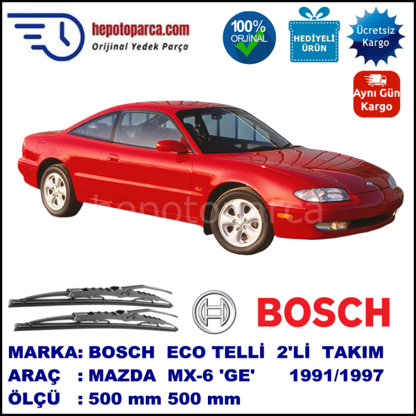 MAZDA MX-6 [GE] 07.91-06.97 500 / 500 mm. BOSCH ECO Telli Silecek 2'li Takım