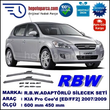 KIA Pro Cee’d [ED/FF2] 10.2007-06.2009, 600 / 450 mm.  RBW  ADAPTÖRLÜ MUZ SİLECEK SETİ