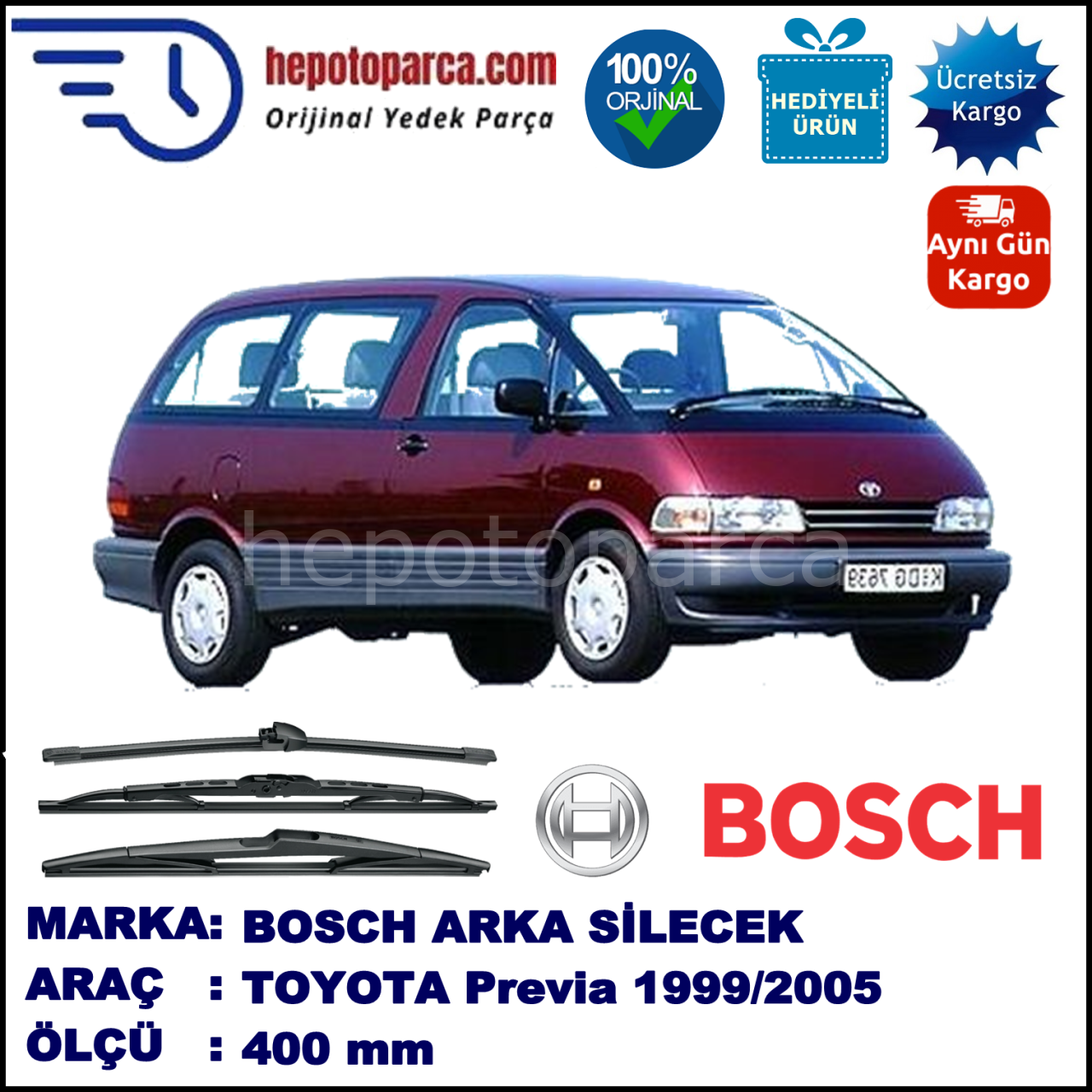 TOYOTA Previa  400 mm 05.1990-12.1999 BOSCH Arka Silecek