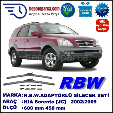 KIA Sorento [JC] 07.2002-08.2009, 600 / 450 mm.  RBW  ADAPTÖRLÜ MUZ SİLECEK SETİ
