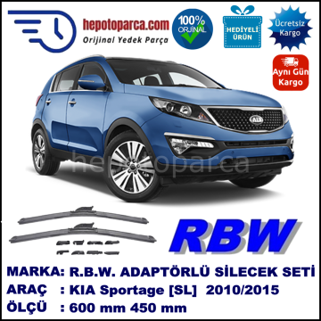 KIA Sportage [SL] 07.2010-..., 600 / 450 mm.  RBW  ADAPTÖRLÜ MUZ SİLECEK SETİ