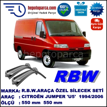CITROEN Jumper [U5, 23] 02.94-05.06 550 / 550 mm. RBW Muz Silecek Seti  2'li Takım. U Kanca Uyumludur.