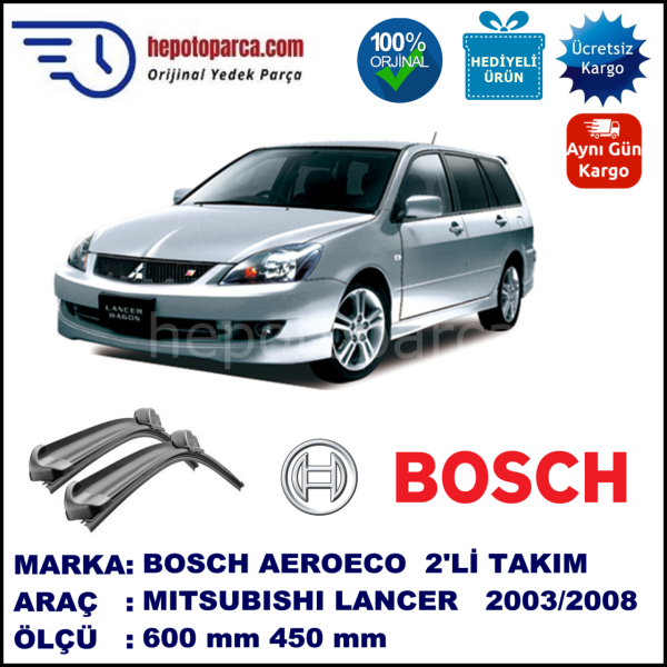 MITSUBISHI Lancer Station Wagon [CS/CT] 06.2003-06.2008, 600 / 450 mm. BOSCH AEROECO Aparatlı Muz Silecek