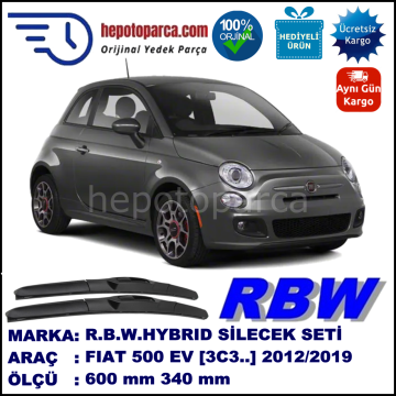 FIAT 500 EV [3C3..] 03.12-... 600 / 340 mm. RBW Hybrid Silecek Seti. U Kanca Uyumlu Hibrit