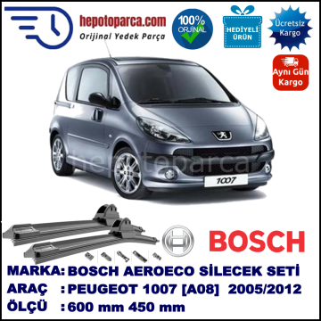 PEUGEOT 1007 [A08] 04.2005-..., 600 / 450 mm. BOSCH AEROECO Aparatlı Muz Silecek