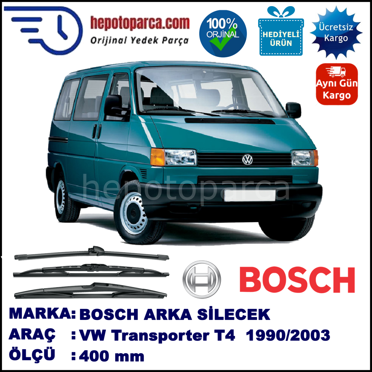 VW Transporter T4 [70, 7D] 400 mm 09.1990-06.2003 BOSCH Arka Silecek
