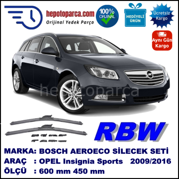 OPEL Insignia Sports Tourer [35] 02.2009-..., 600 / 450 mm.  RBW  ADAPTÖRLÜ MUZ SİLECEK SETİ