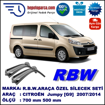 CITROEN Jumpy [G9] 02.07-... 700 / 500 mm. RBW Muz Silecek Seti  2'li Takım. U Kanca Uyumludur.