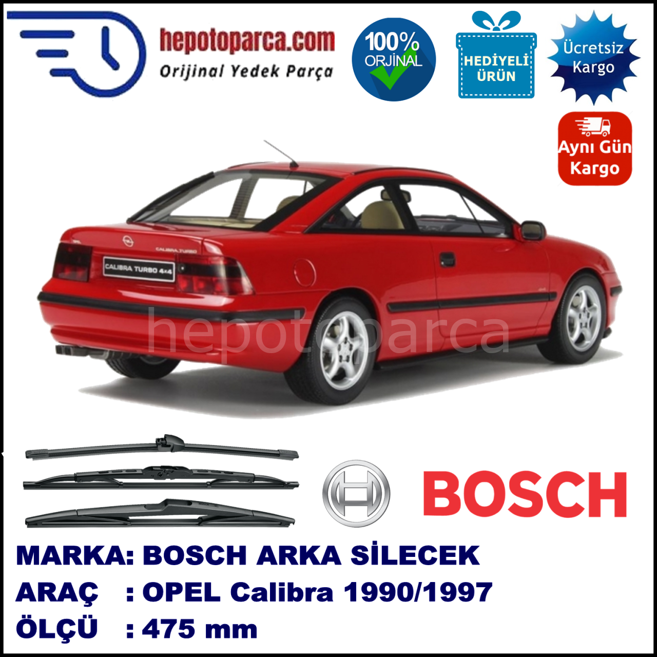 OPEL Calibra  475 mm 06.1990-03.1997 BOSCH Arka Silecek