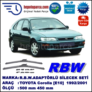 TOYOTA Corolla [E10; E11] 05.1992-09.2001, 500 / 450 mm.  RBW  ADAPTÖRLÜ MUZ SİLECEK SETİ