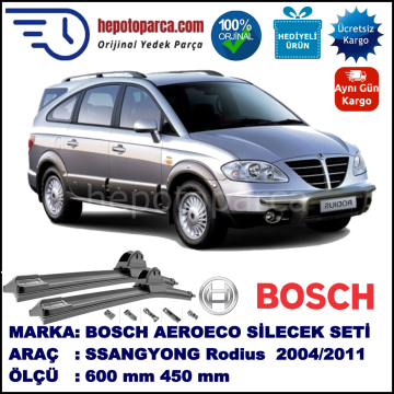 SSANGYONG Rodius  08.2004-..., 600 / 450 mm. BOSCH AEROECO Aparatlı Muz Silecek