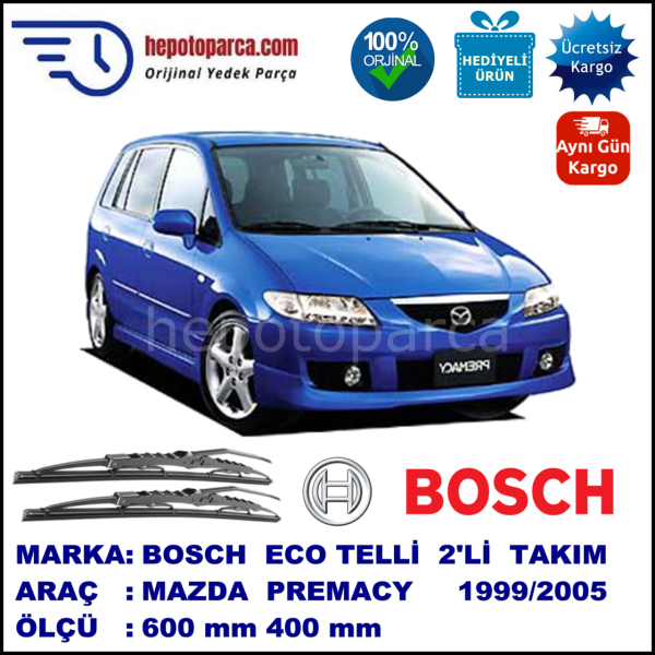 MAZDA Premacy [CP] 03.99-05.05 600 / 400 mm. BOSCH ECO Telli Silecek 2'li Takım
