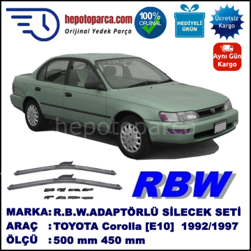 TOYOTA Corolla Sedan [E10] 05.1992-04.1997, 500 / 450 mm.  RBW  ADAPTÖRLÜ MUZ SİLECEK SETİ