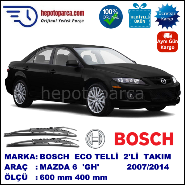 MAZDA 6 [GH] 08.07-... 600 / 400 mm. BOSCH ECO Telli Silecek 2'li Takım