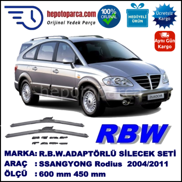 SSANGYONG Rodius  08.2004-..., 600 / 450 mm.  RBW  ADAPTÖRLÜ MUZ SİLECEK SETİ