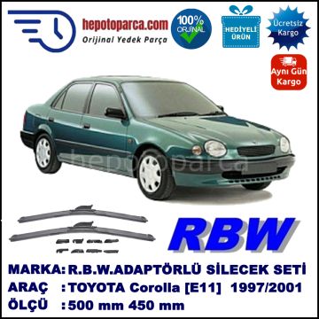 TOYOTA Corolla Sedan [E11] 04.1997-09.2001, 500 / 450 mm.  RBW  ADAPTÖRLÜ MUZ SİLECEK SETİ