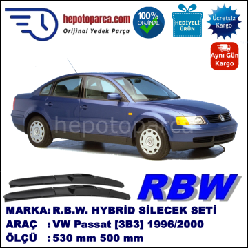 VW Passat [3B2] 10.96-11.00 530 / 500 mm. RBW Hybrid Silecek Seti. U Kanca Uyumlu Hibrit