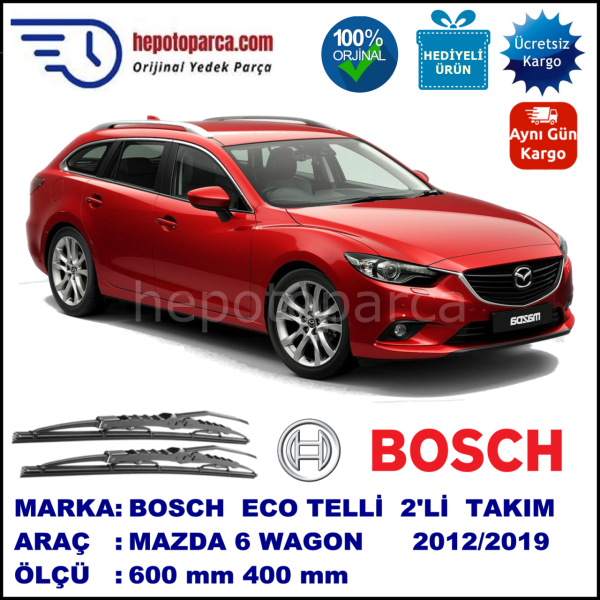 MAZDA 6 Wagon [GJ] 10.12-... 600 / 450 mm. BOSCH ECO Telli Silecek 2'li Takım