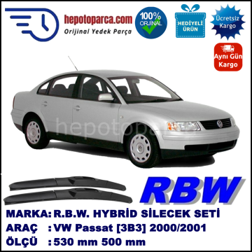 VW Passat [3B3] 10.00-10.01 530 / 500 mm. RBW Hybrid Silecek Seti. U Kanca Uyumlu Hibrit