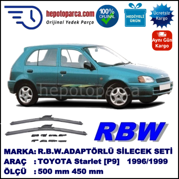 TOYOTA Starlet [P9] 01.1996-07.1999, 500 / 450 mm.  RBW  ADAPTÖRLÜ MUZ SİLECEK SETİ