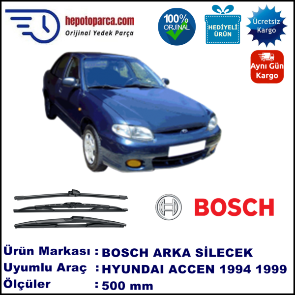 HYUNDAI Accent [X3] 500 mm 07.1994-07.1999 BOSCH Arka Silecek