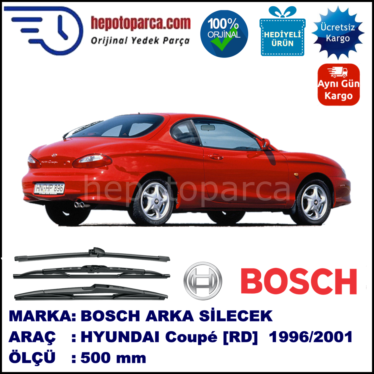 HYUNDAI Coupé [RD] 500 mm 05.1996-09.2001 BOSCH Arka Silecek