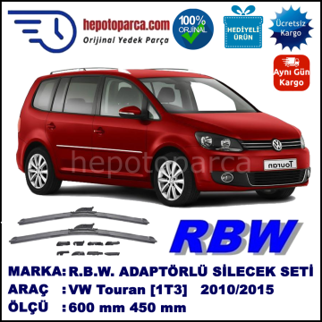 VW Touran [1T3] 05.2010-..., 600 / 450 mm.  RBW  ADAPTÖRLÜ MUZ SİLECEK SETİ